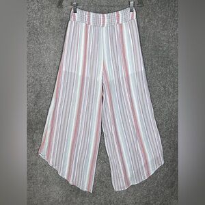 Mi Ami Kelly Striped Wide Leg Asymmetrical Hem Pants Womens